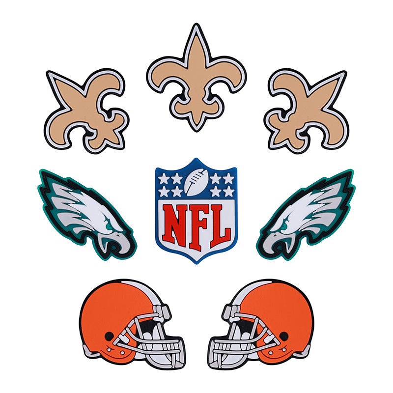 20pcs Silicone Focal Beads Football Rugby Team Collection Variety