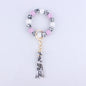 Leopard Print Silicone Bead Wristlet Keychain Tassel Charm 9