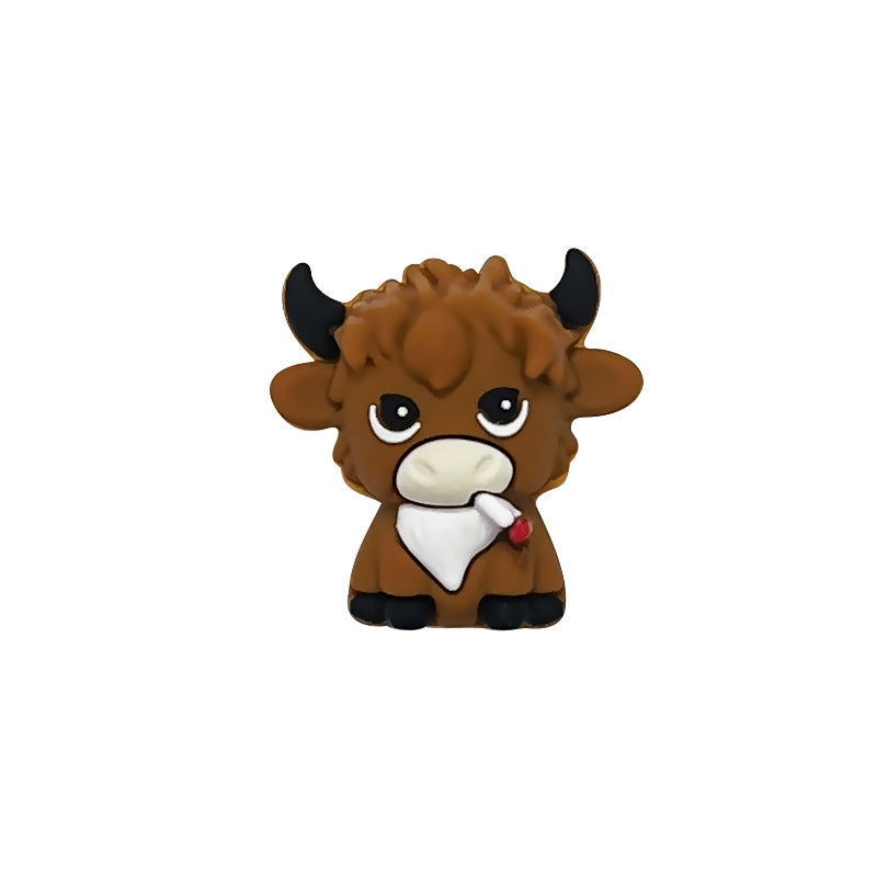 Silicone 3D Focal Beads Highland Cattle Front Facing 6