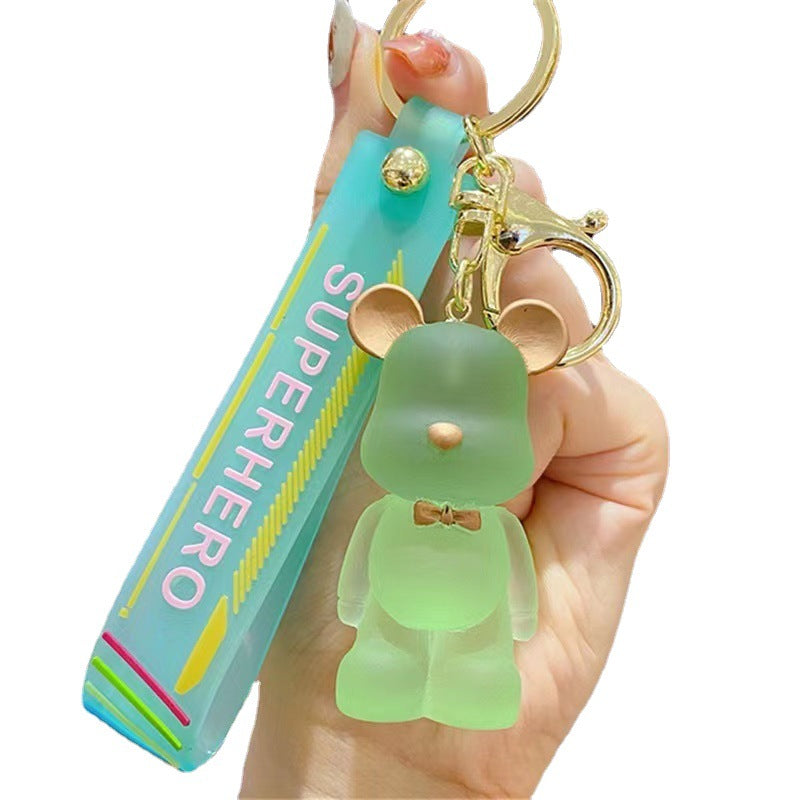 Crystal Bear Silicone Bead Keychain with Bow Tie Charm 5
