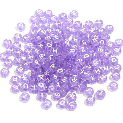 100pcs Letter Acrylic Beads Transparent Candy Color DIY Bracelet Making 16