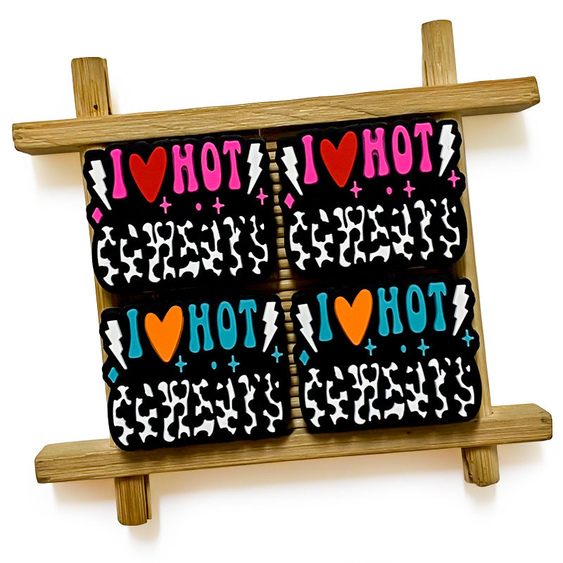 20Pcs Silicone Focal Beads Colored Letters Hot Design 4