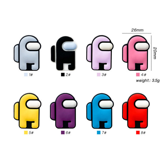 20pcs Silicone 3D Focal Beads Round Spacesuit Character Front Facing