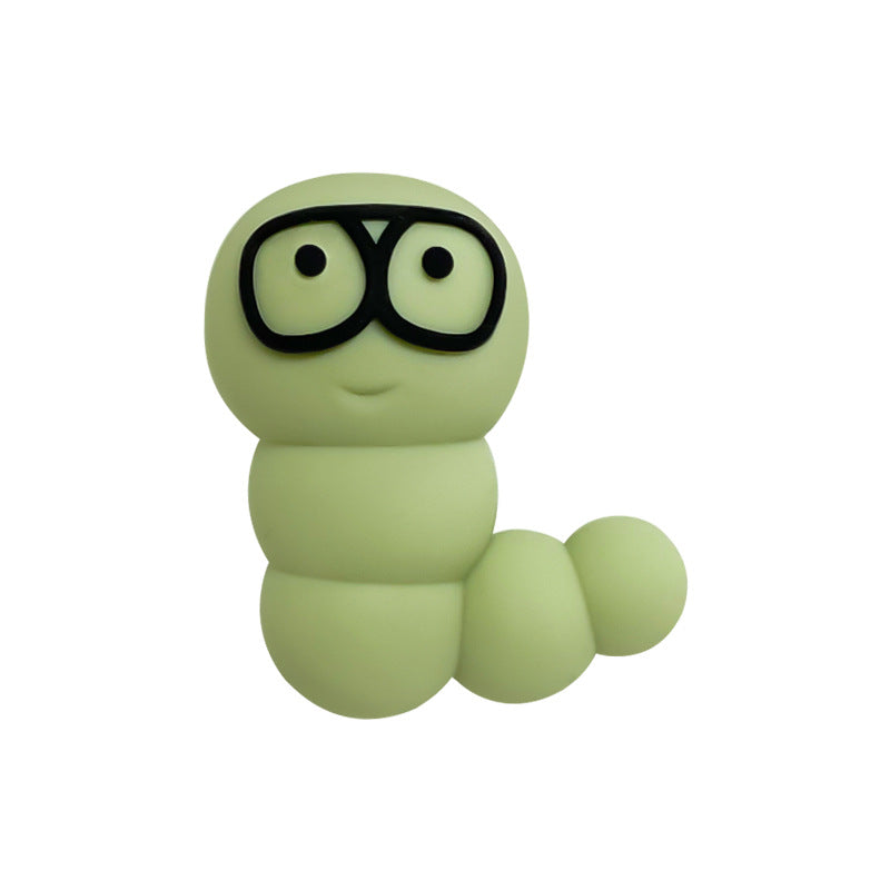 20Pcs Silicone 3D Focal Beads Cute Caterpillar Wearing Glasses 9