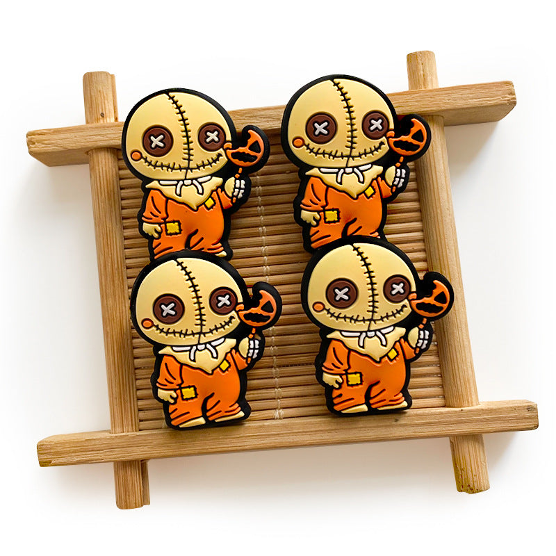 20pcs Silicone Focal Beads Halloween Creativity Yellow Character Holding Candy 2