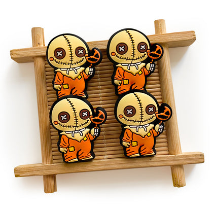 20pcs Silicone Focal Beads Halloween Creativity Yellow Character Holding Candy 2