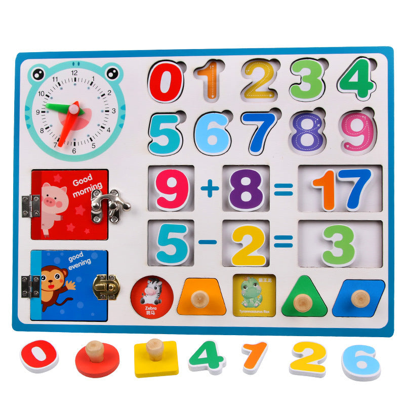 Wooden Montessori Toys Multi-Functional Baby Busy Board 30cm
