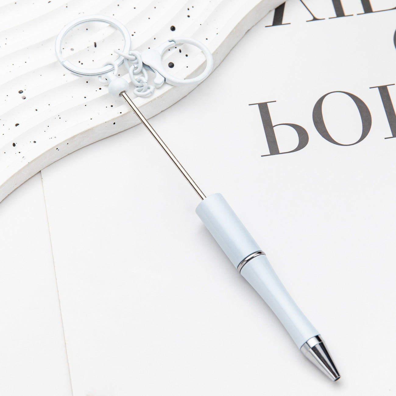 DIY Portable Keychain Beadable Ballpoint Pen Metal Plastic 21.5cm 7