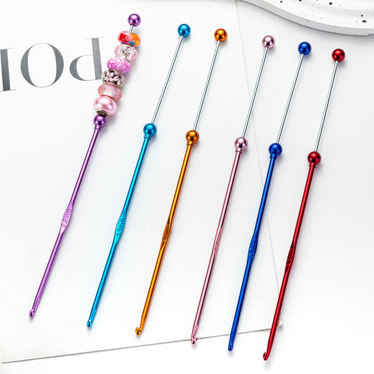 Beadable Crochet Hooks Metal DIY Craft Tool 3.0mm-6.0mm Sizes