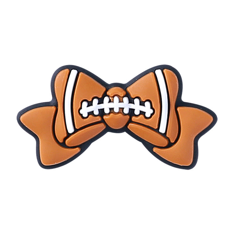 Silicone Focal Beads Sports Bow Shape with Detailed Stitching 6