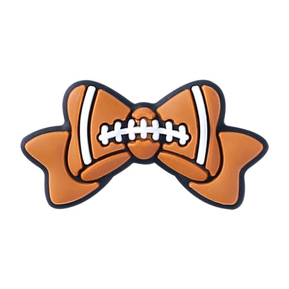 Silicone Focal Beads Sports Bow Shape with Detailed Stitching 6