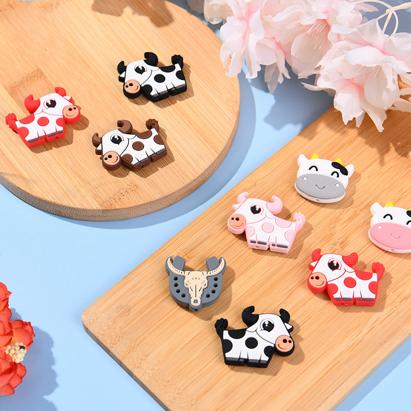 20pcs Silicone Focal Beads Highland Cow Cartoon Design 5