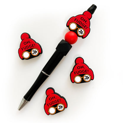20Pcs Silicone Focal Beads Christmas Hat With Text Detail 4