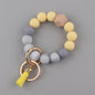Leather PU Tassel Silicone Bead Wristlet Keychain Small Size 9