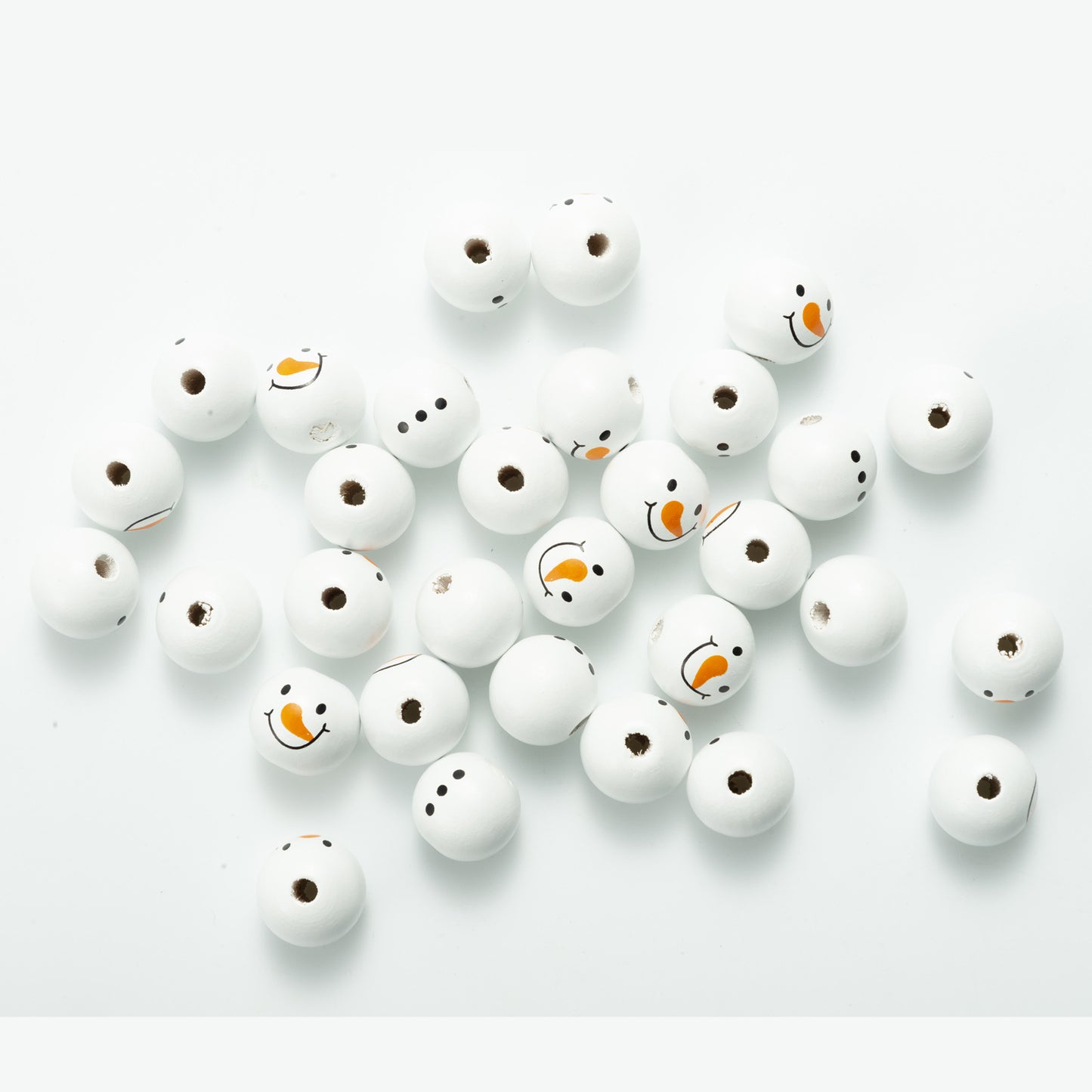 20mm Christmas Snowman Wooden Beads Schima Wood Holiday Craft 5