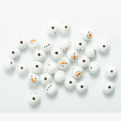 20mm Christmas Snowman Wooden Beads Schima Wood Holiday Craft 5