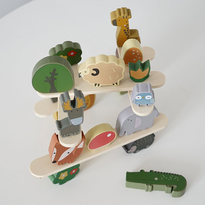 Wooden Animal Building Blocks Balance Educational Toy 5
