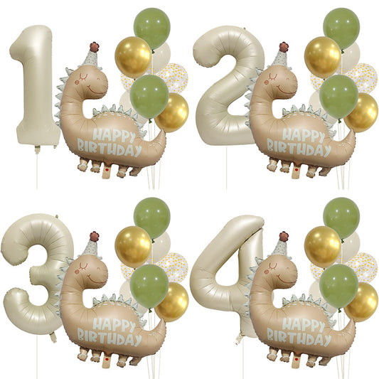 Vintage Matte Dinosaur Foil Balloon Set Birthday Party Decoration
