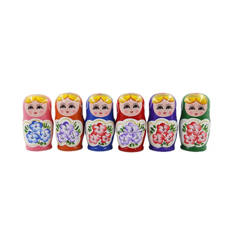 Wooden Russian Nesting Dolls Montessori Toy Set of 5 2