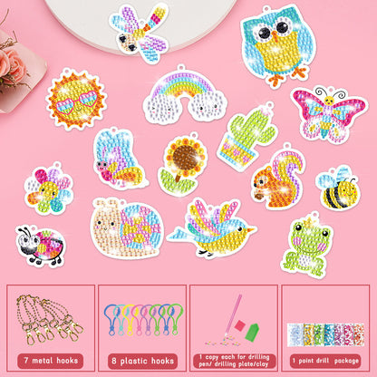 Diamond Painting Kit Make Your Own GEM Animal Keychains 15pcs 2