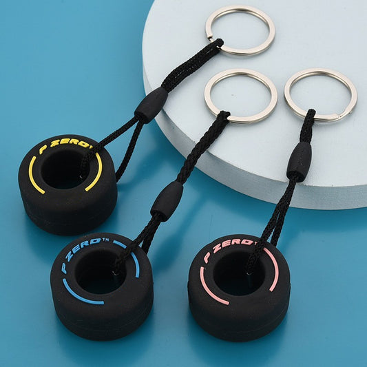PVC Tire Keychain Car Accessory 14cm x 3.6cm Size
