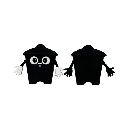 Silicone 3D Focal Beads Black Trash Can Front Facing with White Hands 3