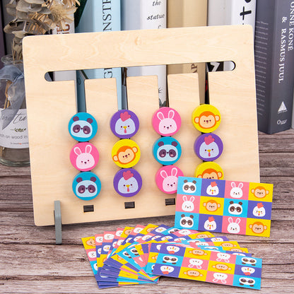 Wooden Montessori Toys Double-Sided Fruit Animal Matching Board 3
