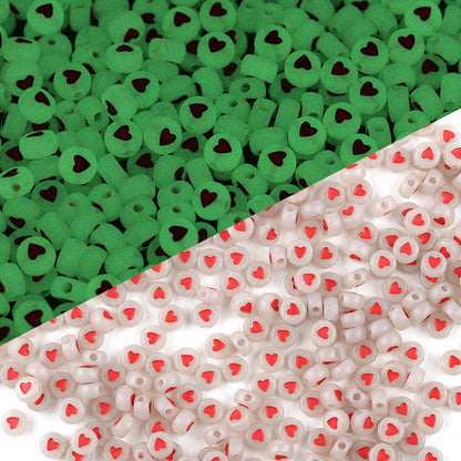 100 Pack Glow In The Dark Flat Round Letter Heart Acrylic Beads Bracelet Accessories 9