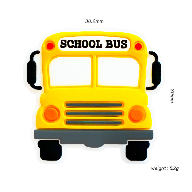 20pcs Silicone Focal Beads School Bus Front Facing Design