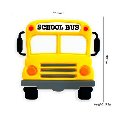 20pcs Silicone Focal Beads School Bus Front Facing Design