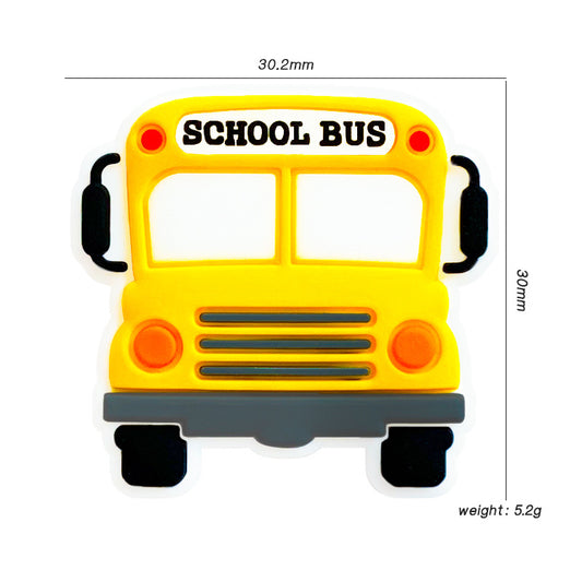 20pcs Silicone Focal Beads School Bus Front Facing Design