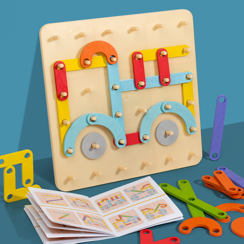 Wooden Shape Pegboard Puzzle Montessori Toys for Toddlers 2