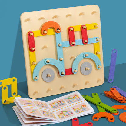 Wooden Shape Pegboard Puzzle Montessori Toys for Toddlers 2