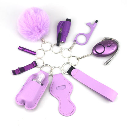 Outdoor Self Defense Alarm Whistle Pompom Keychain 10 Pack 52