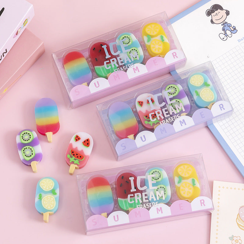 Ice Cream Novelty Eraser Set 4 pcs Sweet Summer Theme