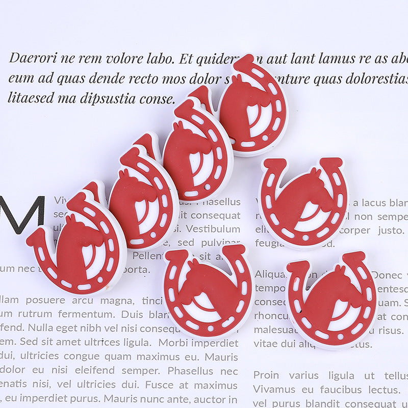 20pcs Silicone Focal Beads Horse Horseshoe Shape Design 4