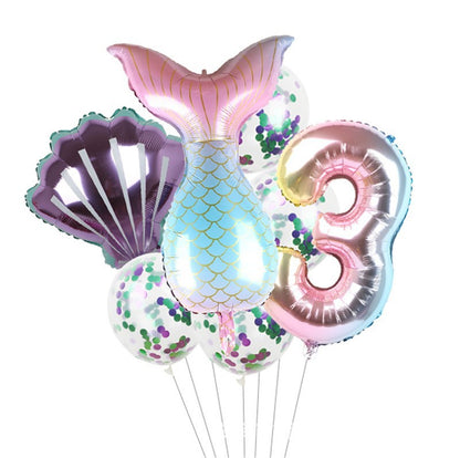 Mermaid Tail Foil Balloon Set Birthday Party Decoration 7Pcs 3