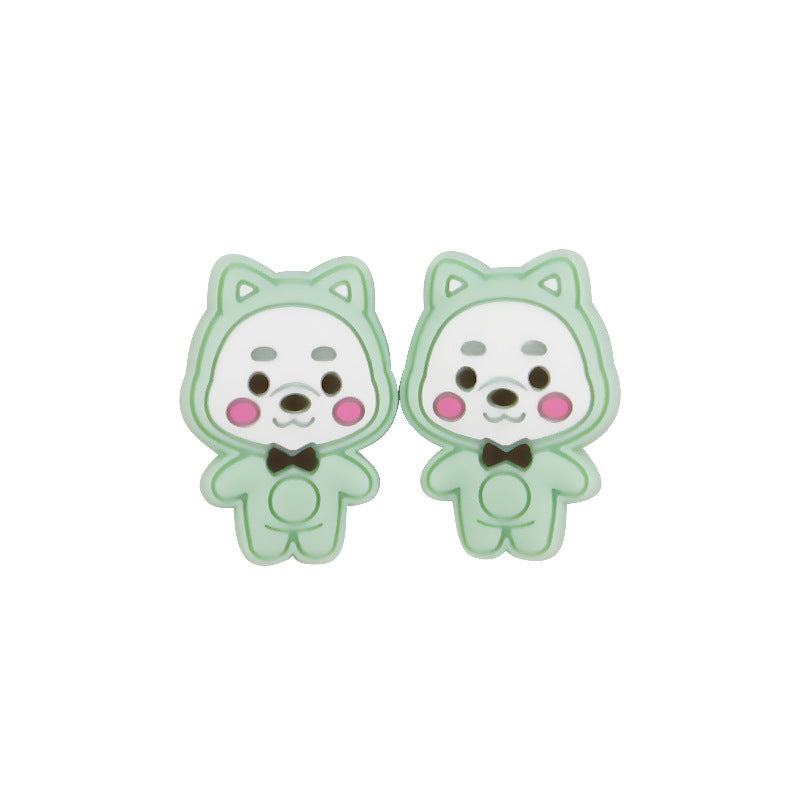 Silicone Focal Beads Colorful Little Bear Front Facing 8