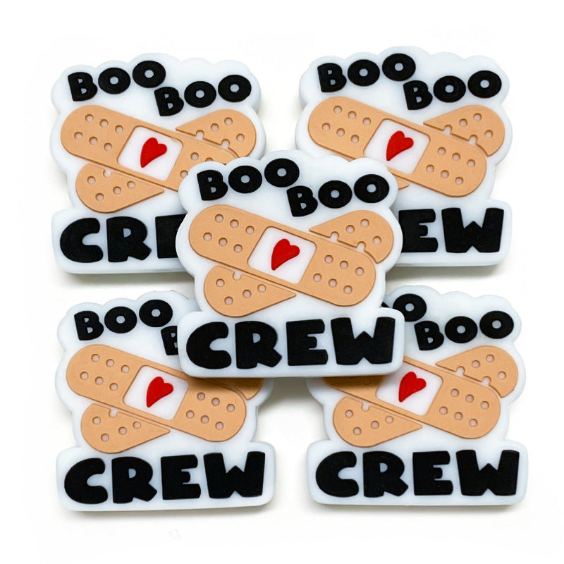 20Pcs Silicone Focal Beads Cartoon Band Aid with Heart Detail 4