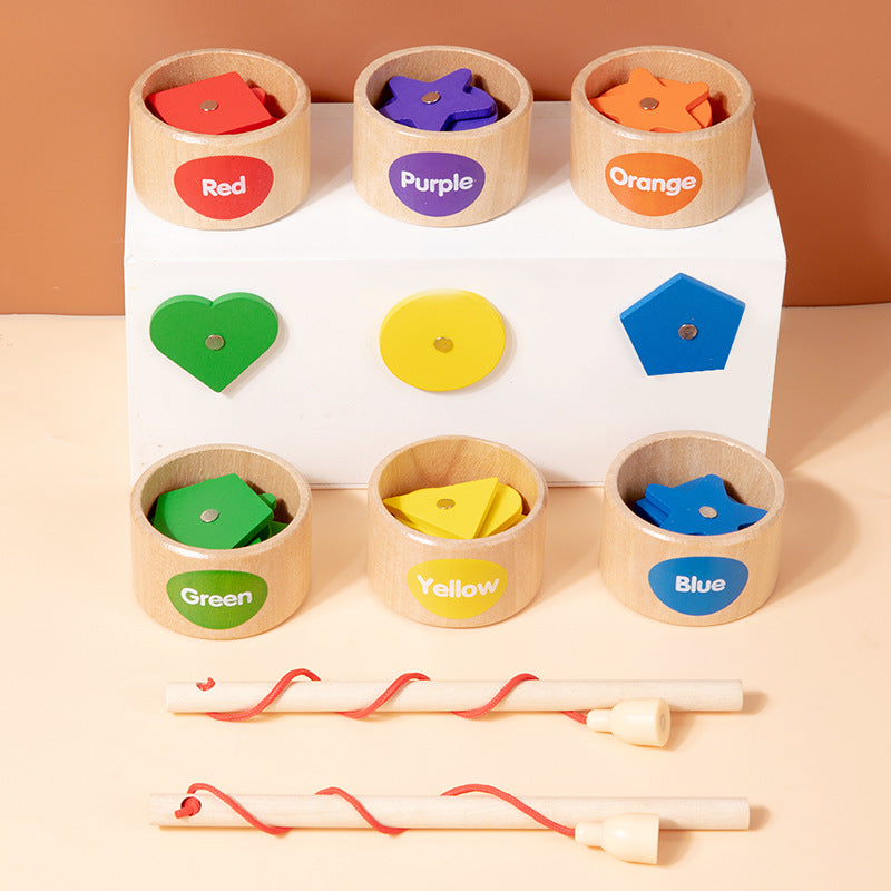 Wooden Magnetic Fishing Montessori Toys Color Pairing 17x11x4.4cm 2