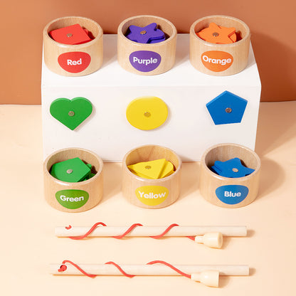 Wooden Magnetic Fishing Montessori Toys Color Pairing 17x11x4.4cm 2