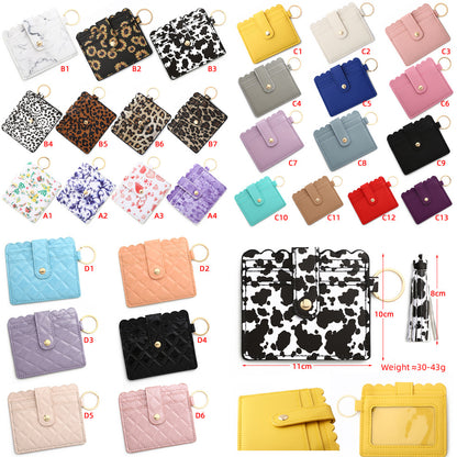 PU Leather Keychain Coin Purse Card Holder Compact Design