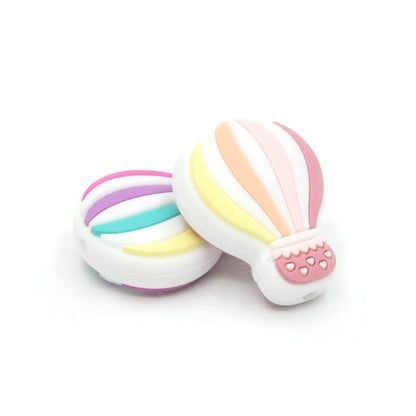 20pcs Silicone Focal Beads Hot Air Balloon Striped Design 4