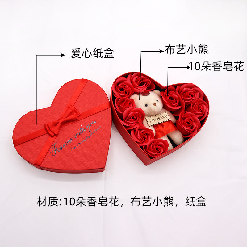 Soap Flower Bear Heart Shape Gift Box Valentine's Day Gift 4