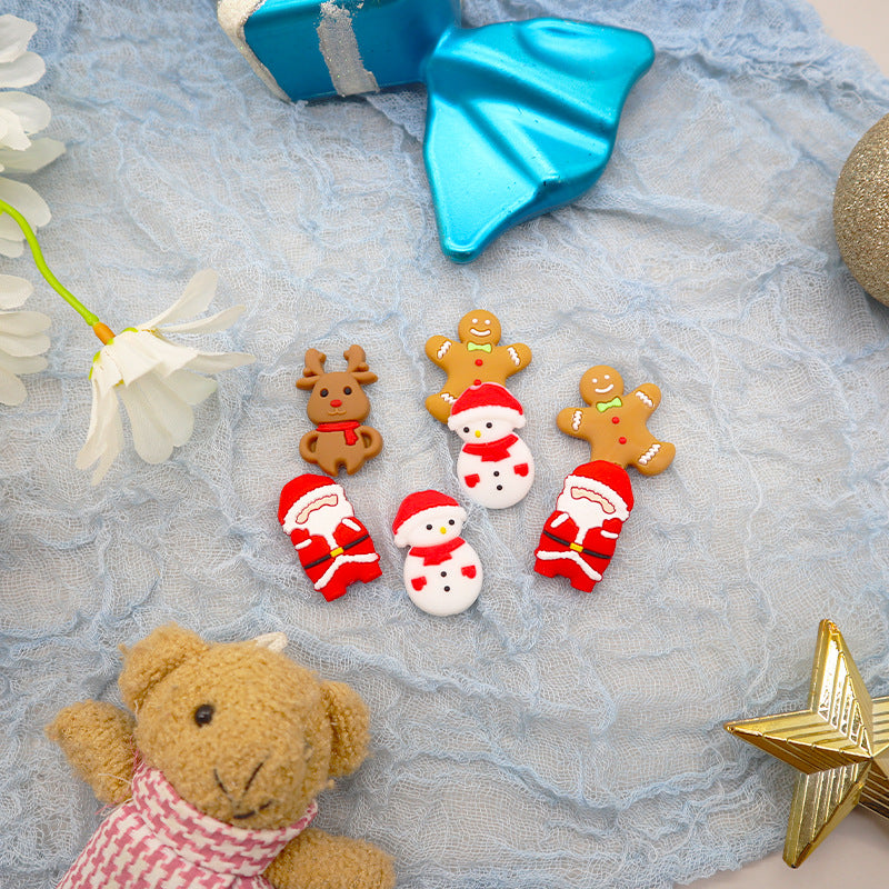 20pcs Silicone Focal Beads Christmas Santa Snowman Elk Deer Gingerbread Man 2
