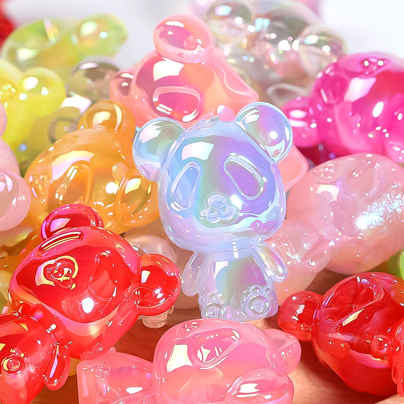 30pcs Transparent Violent Bear Acrylic Beads 22x29mm 20x27mm 24x34mm 6