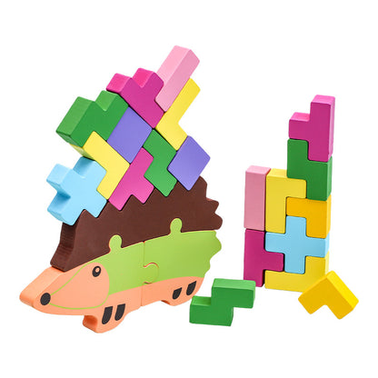 Wooden Hedgehog Balance Stacking Blocks Educational Building Blocks 3