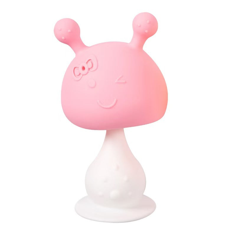 Silicone Mushroom Shaped Baby Teething Toy with Ringing Bell 13