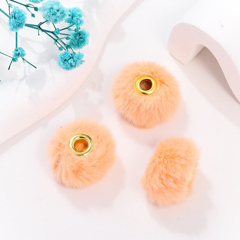 50pcs 20mm Fuzzy Abacus Large Hole Spacer Beads Imitation Rabbit Hair 11