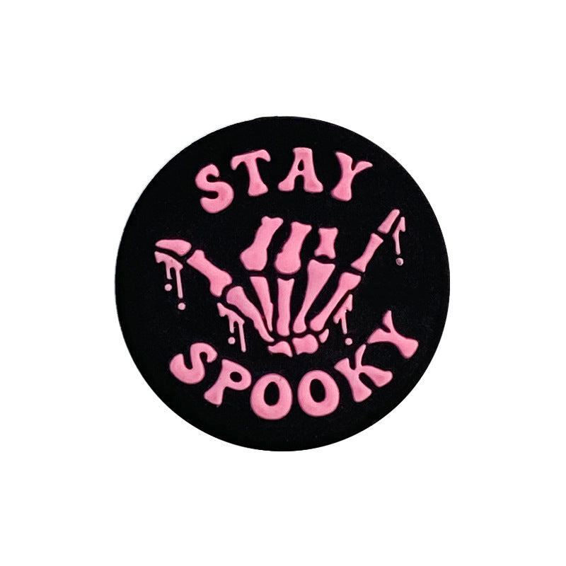 20pcs Silicone Focal Beads Phantom Finger Stay Spooky Printed Text 3
